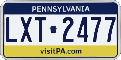 PA license plate LXT2477