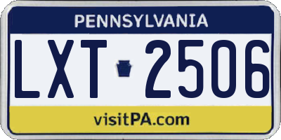 PA license plate LXT2506