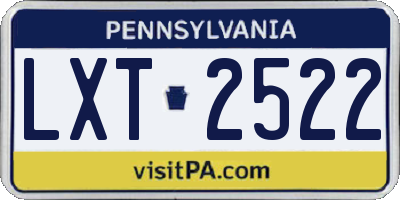 PA license plate LXT2522