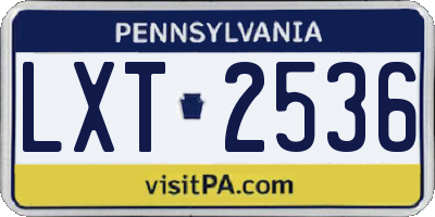 PA license plate LXT2536