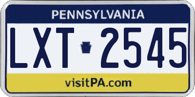 PA license plate LXT2545