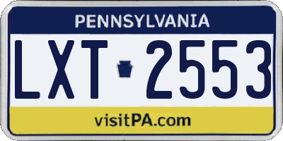 PA license plate LXT2553