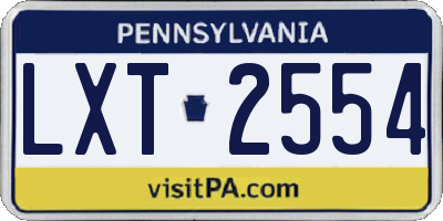 PA license plate LXT2554