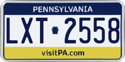 PA license plate LXT2558