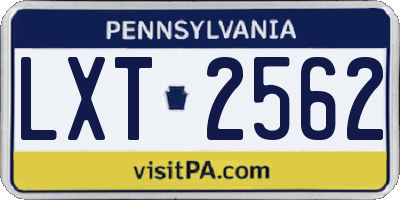 PA license plate LXT2562