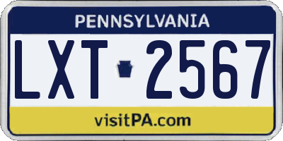 PA license plate LXT2567