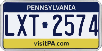 PA license plate LXT2574