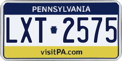 PA license plate LXT2575