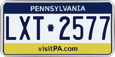 PA license plate LXT2577