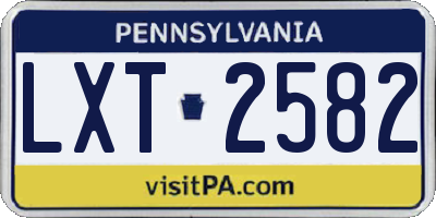 PA license plate LXT2582