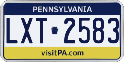 PA license plate LXT2583