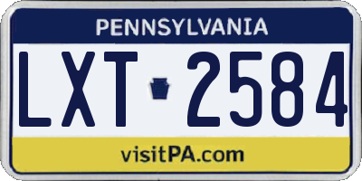 PA license plate LXT2584