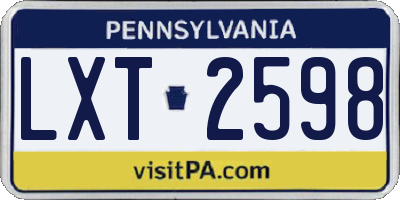 PA license plate LXT2598