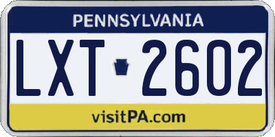 PA license plate LXT2602
