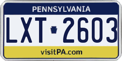 PA license plate LXT2603
