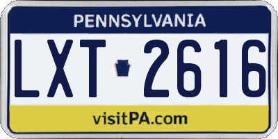 PA license plate LXT2616