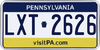 PA license plate LXT2626