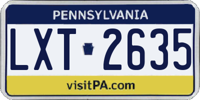 PA license plate LXT2635