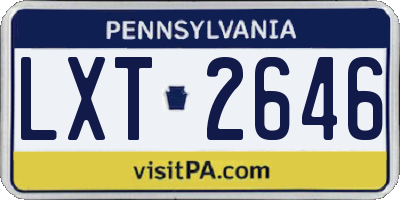 PA license plate LXT2646