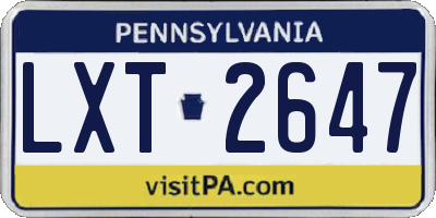 PA license plate LXT2647