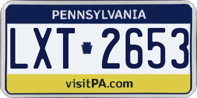 PA license plate LXT2653