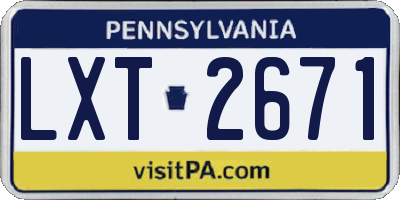 PA license plate LXT2671