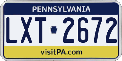 PA license plate LXT2672
