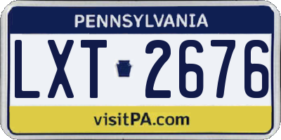 PA license plate LXT2676