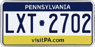 PA license plate LXT2702