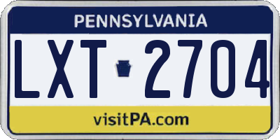 PA license plate LXT2704