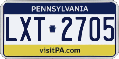 PA license plate LXT2705