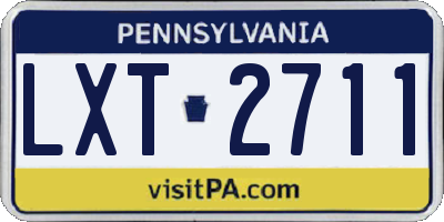 PA license plate LXT2711