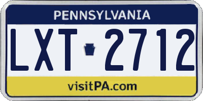 PA license plate LXT2712
