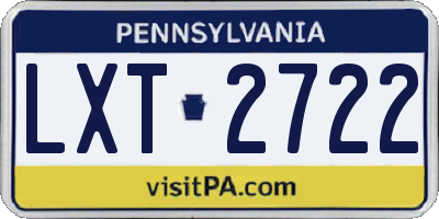 PA license plate LXT2722