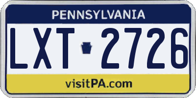 PA license plate LXT2726