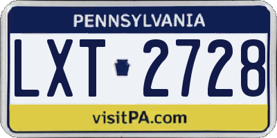 PA license plate LXT2728