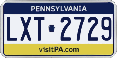 PA license plate LXT2729