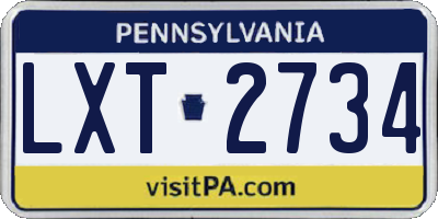 PA license plate LXT2734