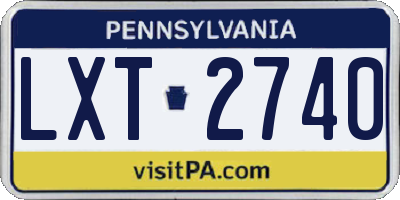 PA license plate LXT2740