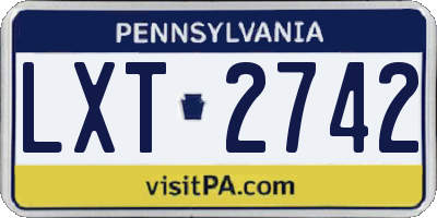 PA license plate LXT2742