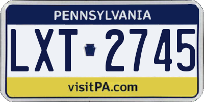 PA license plate LXT2745