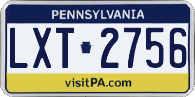 PA license plate LXT2756