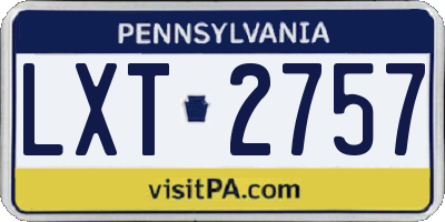 PA license plate LXT2757