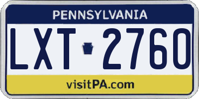 PA license plate LXT2760