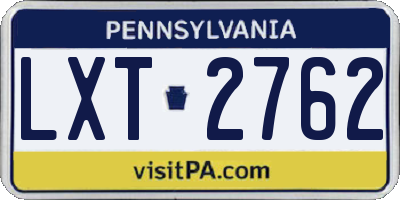 PA license plate LXT2762
