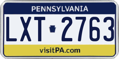 PA license plate LXT2763