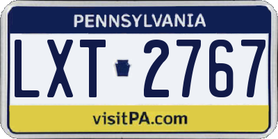 PA license plate LXT2767