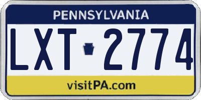 PA license plate LXT2774