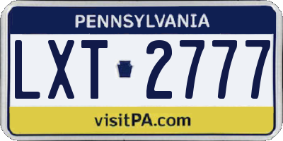 PA license plate LXT2777