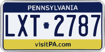 PA license plate LXT2787